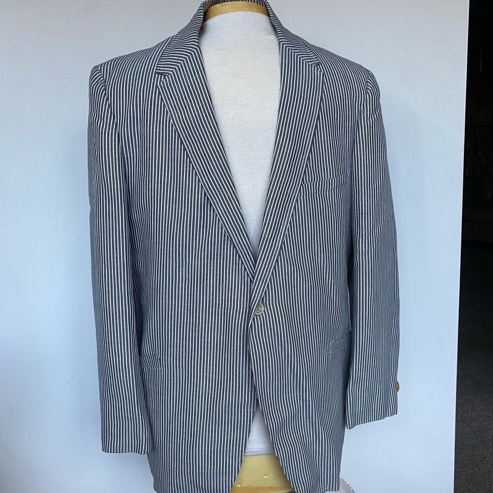 Men’s todd & todd  Blue/White Striped Regular Jacket Blazer